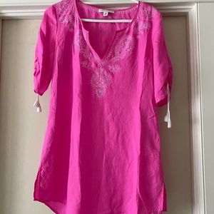 Banana Republic hot pink silk tunic dress